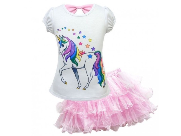 Tricou de fată cu unicorn și fustă L1235 4 E