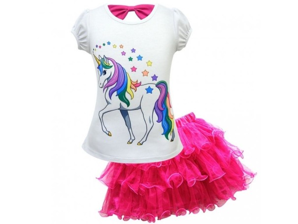 Tricou de fată cu unicorn și fustă L1235 8 G