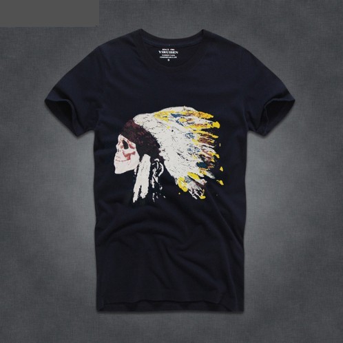 Tricou elegant pentru bărbați cu imprimeu - indian albastru inchis XL
