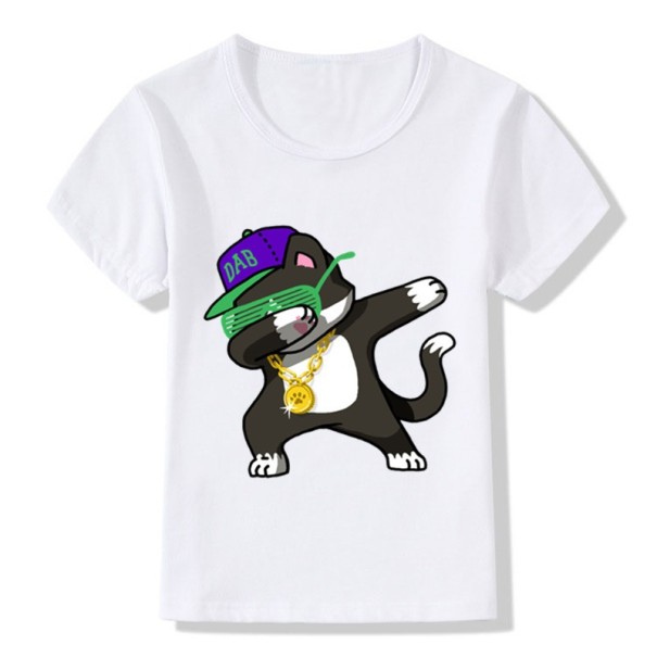 Tricou fetiță - animale cu șapcă J623 7 pisica neagra