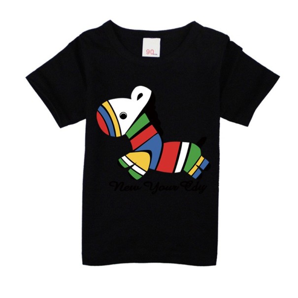 Tricou fetita - Cal colorat J2497 negru 6
