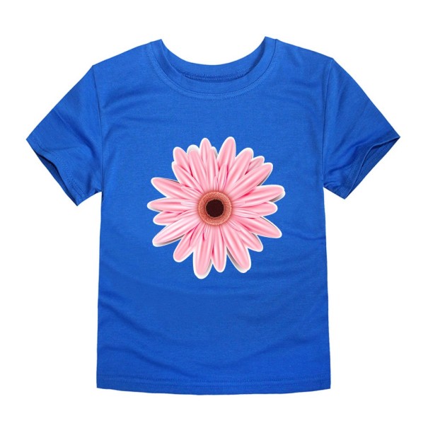Tricou fetita cu imprimeu flori J3489 albastru 3