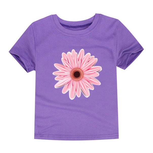 Tricou fetita cu imprimeu flori J3489 violet 13