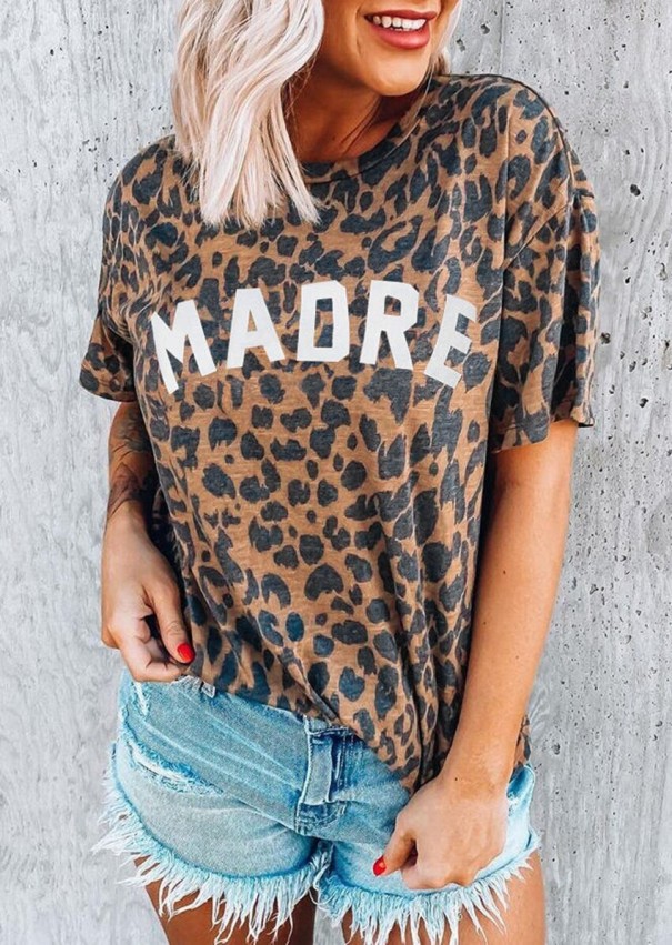 Tricou leopard pentru femei cu imprimeu S 2