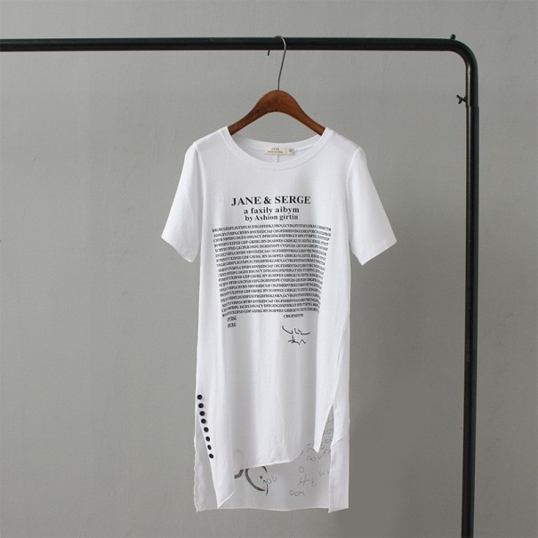 Tricou lung asimetric pentru femei alb M
