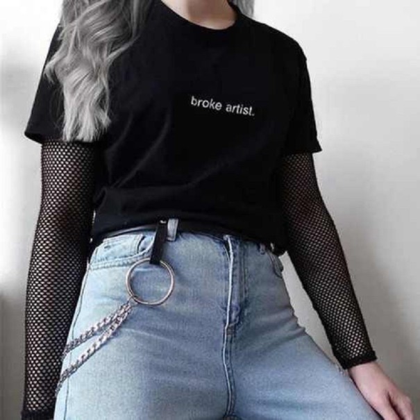 Tricou negru de dama cu imprimeu L