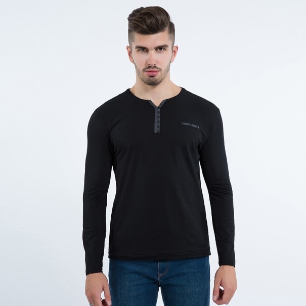 Tricou pentru bărbați cu mânecă lungă J1530 negru XS