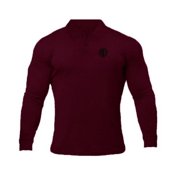 Tricou pentru bărbați cu mâneci lungi F1791 burgundy S