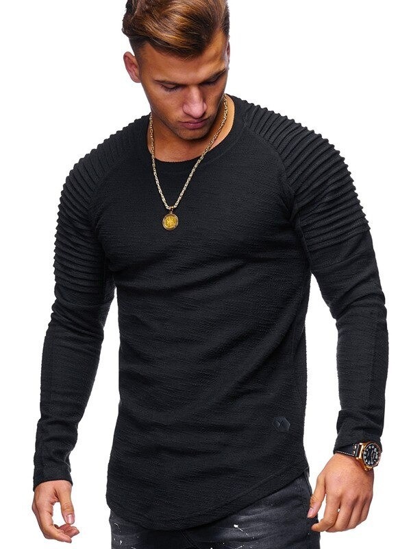 Tricou pentru bărbați cu mâneci lungi T2052 negru M