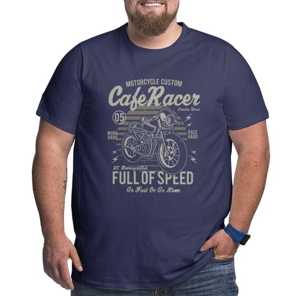 Tricou pentru bărbați cu o motocicletă T2212 albastru inchis 6XL