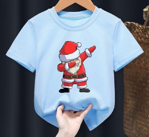 Tricou pentru copii cu Moș Crăciun T2504 albastru deschis 6