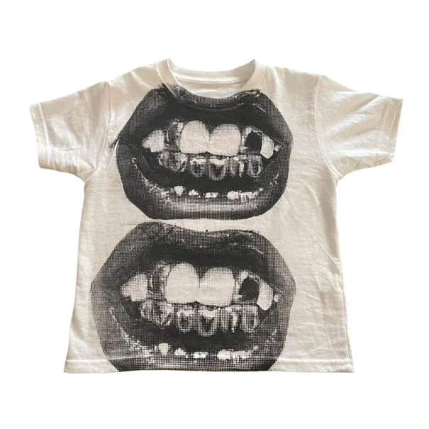 Tricou pentru fete cu imprimeu cu gură deschisă Tricou modern cu mânecă scurtă Tricou streetwear cu motiv grafic pentru purtare zilnică negru S