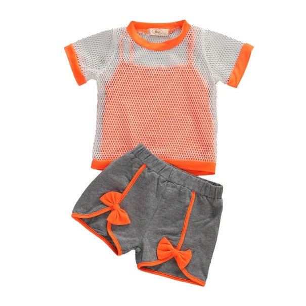 Tricou pentru fete, tricou și pantaloni scurți L1193 portocale 6