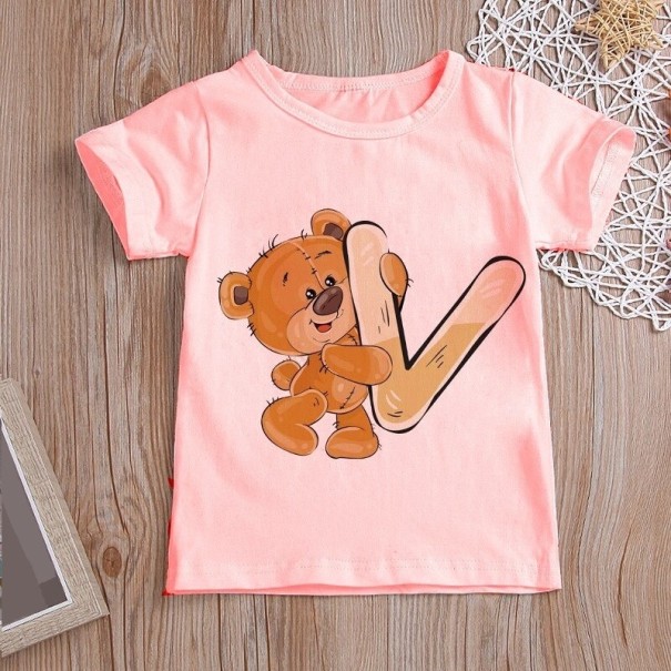 Tricou pentru fetiță cu litera B1586 3 V