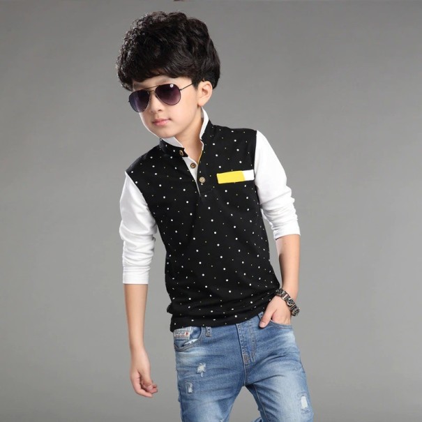 Tricou polo băieți cu mâneci lungi B1581 negru 11