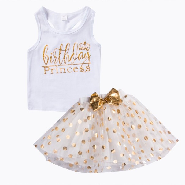 Tricou și fustă pentru fete L1289 alb 6