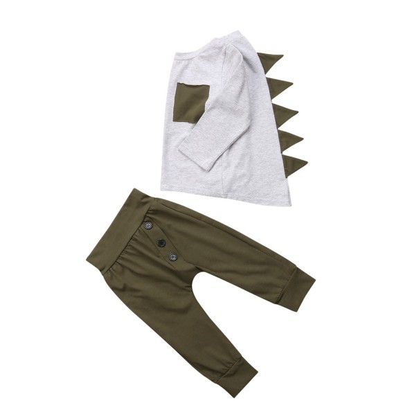 Tricou și pantaloni pentru băieți L1575 verde armată 6-12 luni