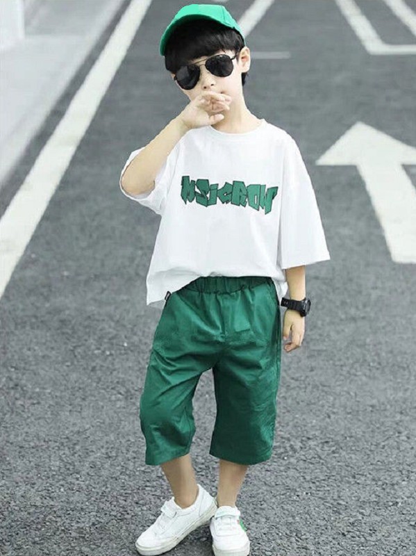 Tricou și pantaloni pentru băieți L1631 alb 12