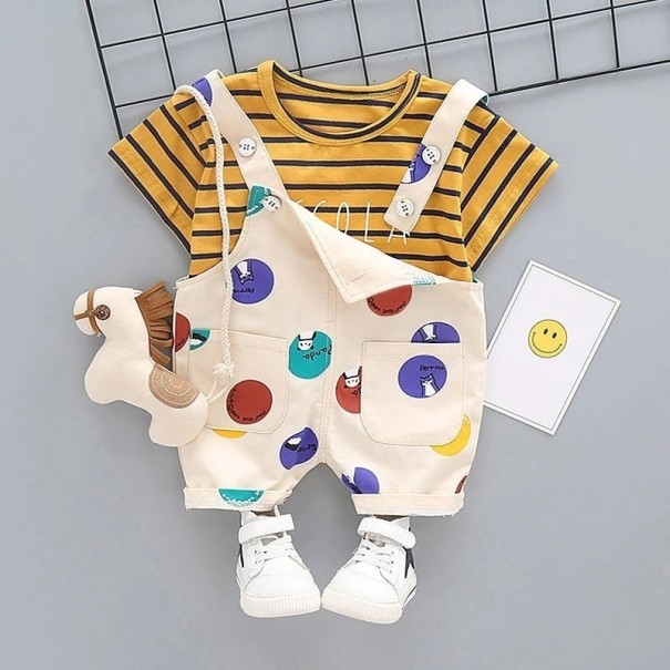 Tricou și pantaloni pentru copii L1286 galben închis 12-24 luni