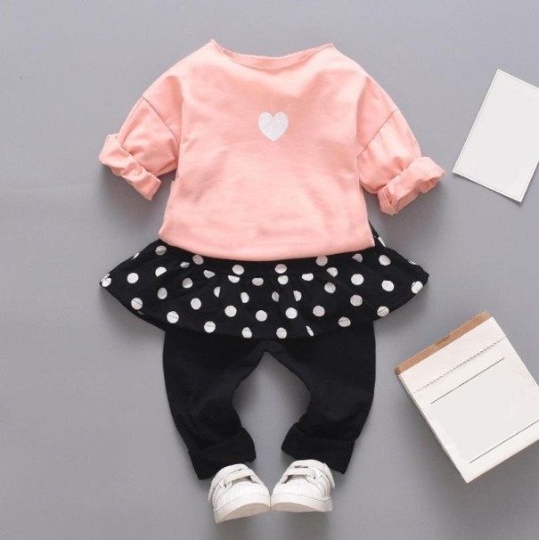 Tricou și pantaloni pentru fete L1166 roz 12-24 luni