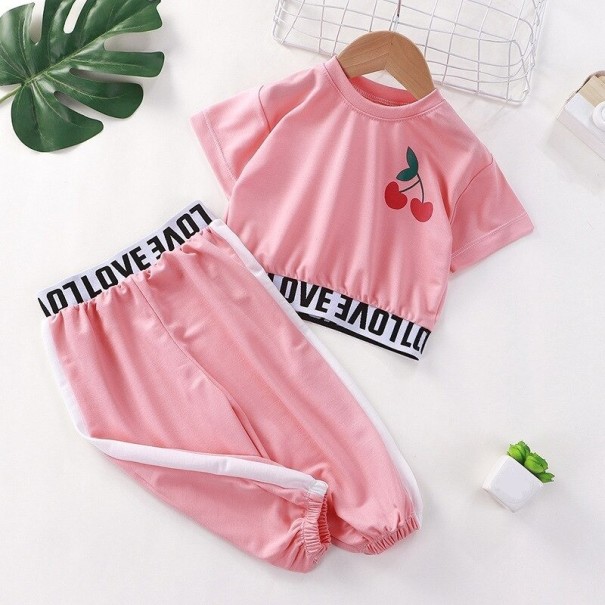 Tricou și pantaloni pentru fete L1188 roz deschis 8