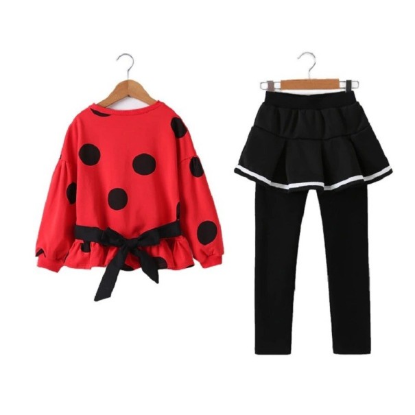 Tricou și pantaloni pentru fete L1380 roșu 11