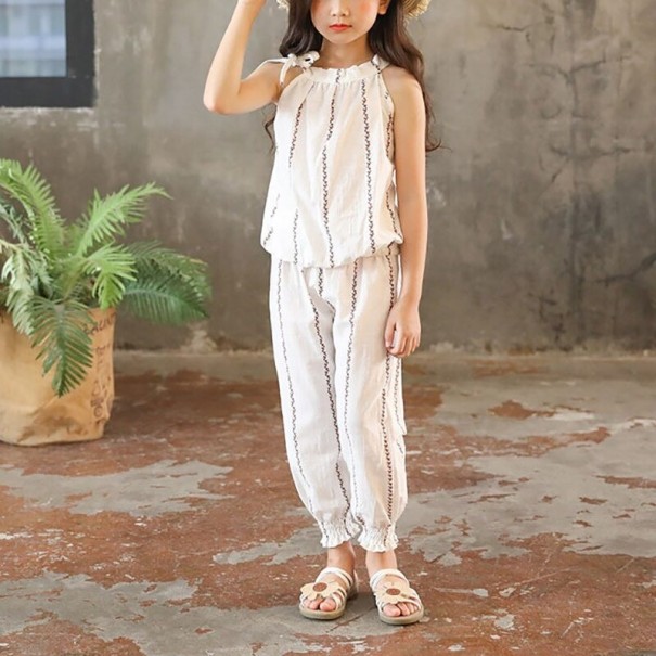 Tricou și pantaloni pentru fete L1423 alb 10