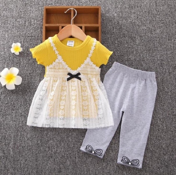 Tricou și pantaloni pentru fete L1459 galben 3