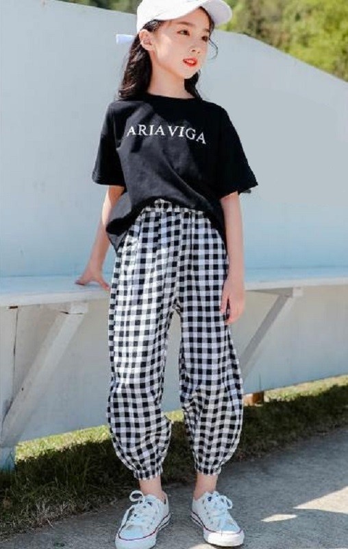 Tricou și pantaloni pentru fete L1546 negru 6