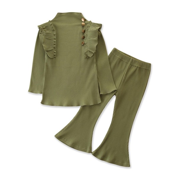 Tricou și pantaloni pentru fete L1547 verde armată 5