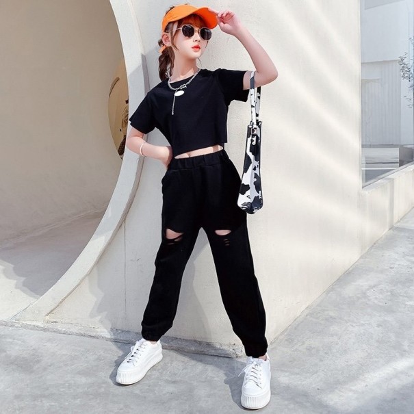 Tricou și pantaloni pentru fete L1560 negru 13