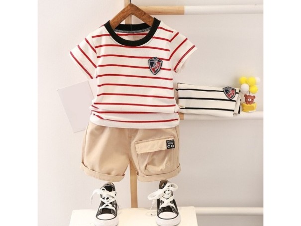 Tricou și pantaloni scurți cu dungi pentru băieți L1388 5 D