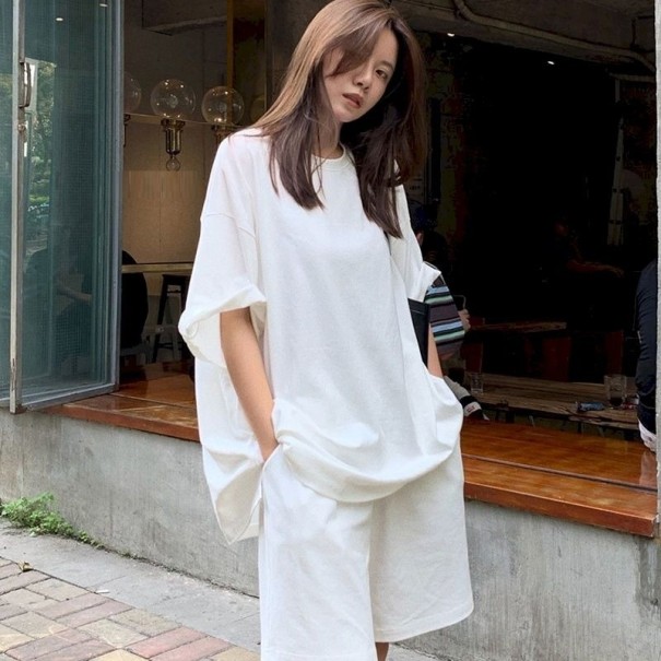 Tricou și pantaloni scurți de femei B1089 alb L