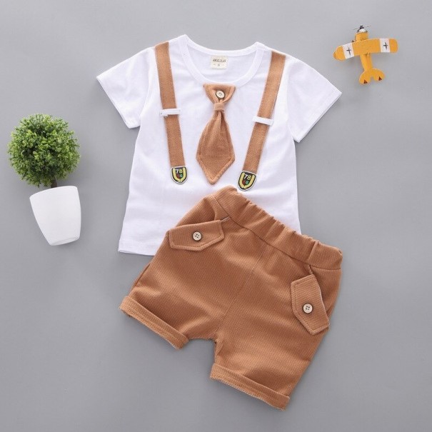 Tricou și pantaloni scurți pentru băieți L1142 maro deschis 2