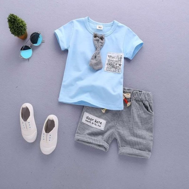 Tricou și pantaloni scurți pentru băieți L1250 albastru deschis 3