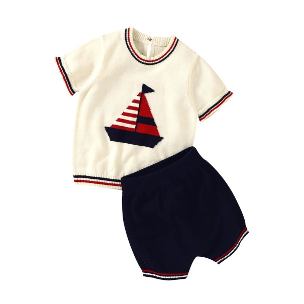 Tricou și pantaloni scurți pentru băieți L1346 cremos 6-12 luni