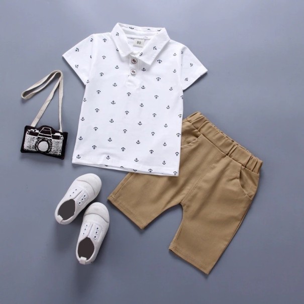 Tricou și pantaloni scurți pentru băieți L1612 alb 6-12 luni