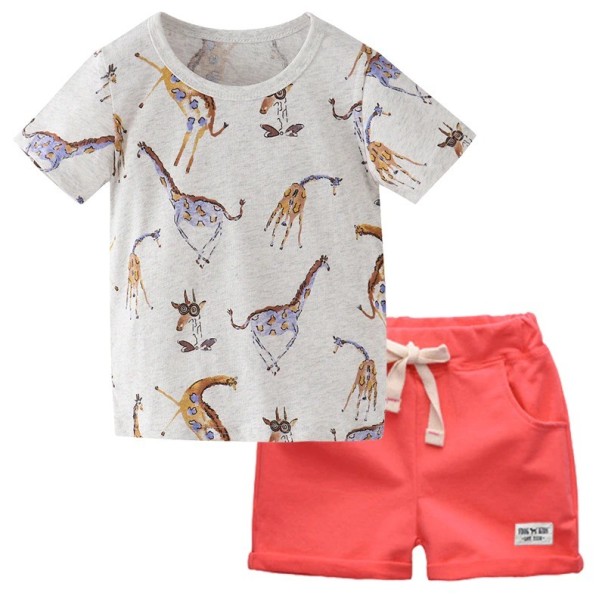 Tricou și pantaloni scurți pentru băieți L1642 roșu deschis 4