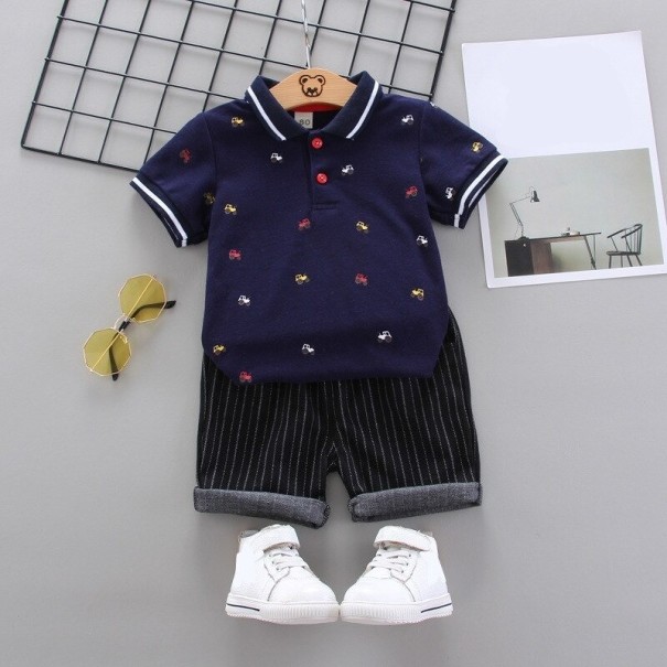 Tricou și pantaloni scurți pentru băieți L1706 albastru inchis 3