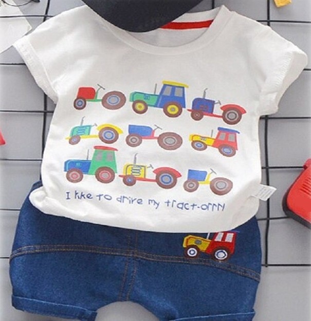 Tricou și pantaloni scurți pentru băieți L1728 alb 6-12 luni