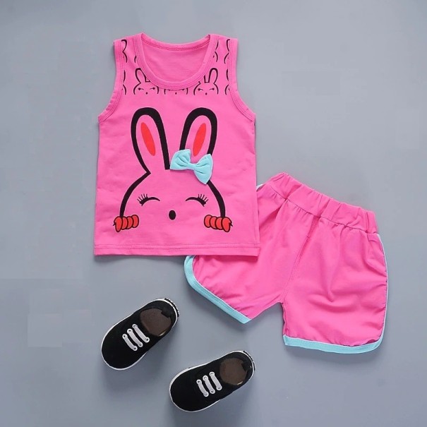 Tricou și pantaloni scurți pentru fete L1087 roz închis 3