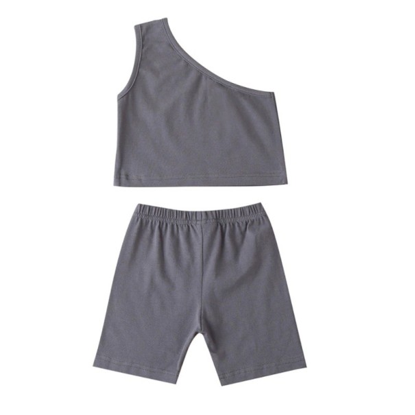 Tricou și pantaloni scurți pentru fete L1408 gri 6-12 luni Tricou și pantaloni scurți pentru fete L1408 gri 6-12 luni