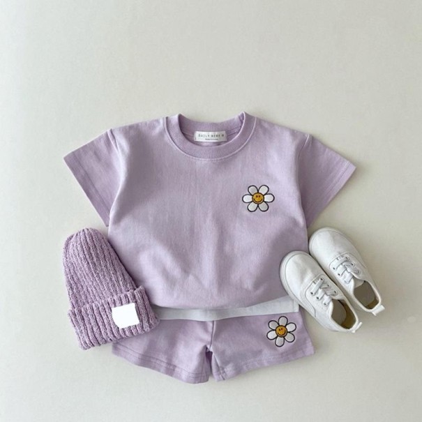 Tricou și pantaloni scurți pentru fete L1418 violet deschis 3