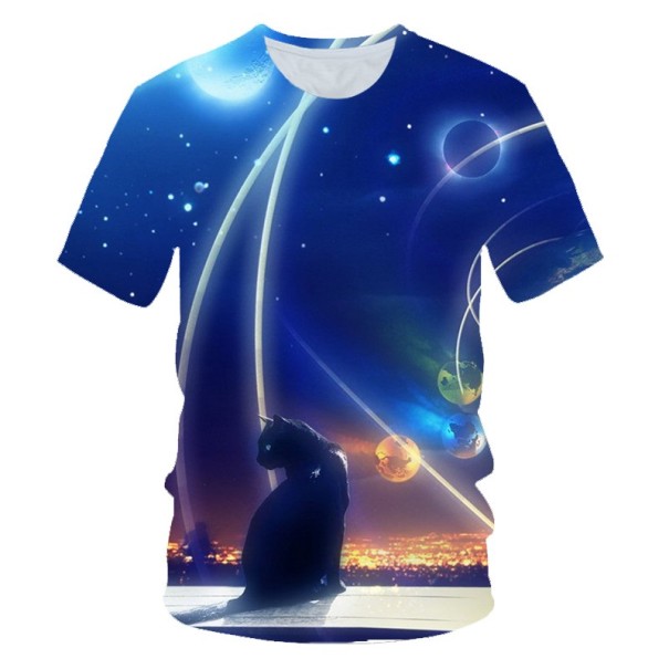 Tricou spațial pentru femei cu pisică XXL 10