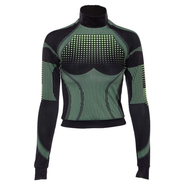 Tricou sport de femei cu mâneci lungi verde M