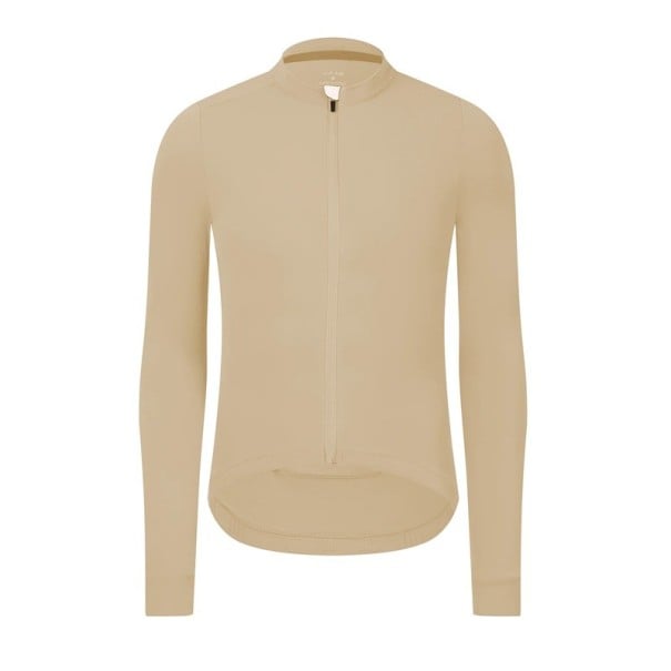 Tricou sportiv de ciclism cu mânecă lungă cu fermoar pentru perioade mai reci, cu 3 buzunare pe spate și 1 buzunar lateral pentru ciclism și sport unisex bej L