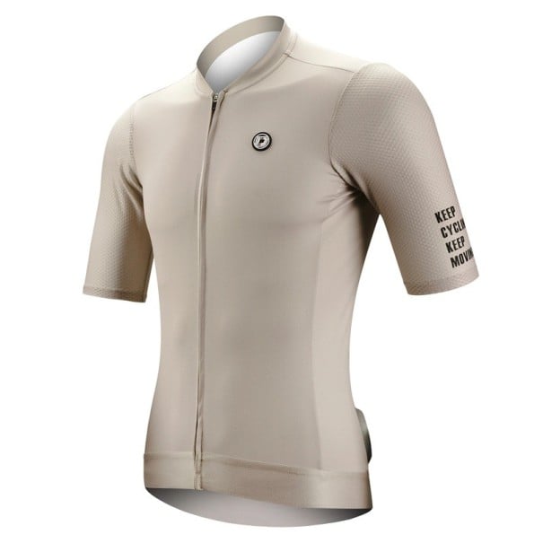 Tricou sportiv de ciclism cu mânecă scurtă și fermoar unisex, potrivit pentru ciclism, sport și activități în aer liber bej XS