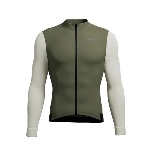 Tricou sportiv de ciclism pentru bărbați cu mânecă lungă și fermoar pentru vreme mai rece, pentru ciclism, sport și activități în aer liber verde XXL