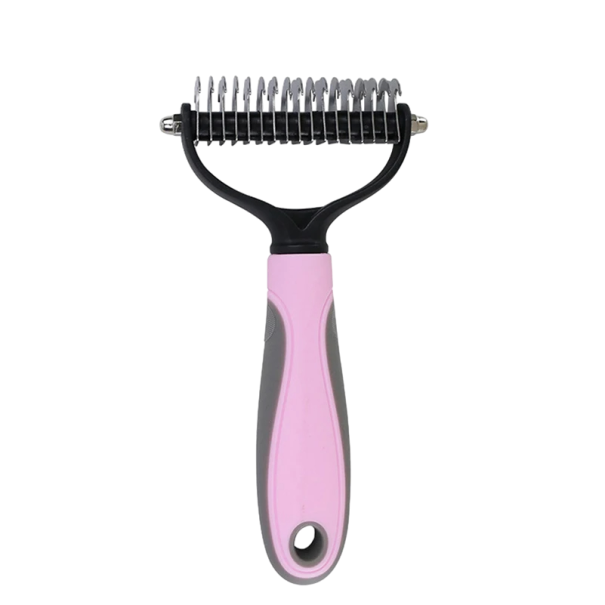 Trimmekam til store hunde Udredningskam til hunde Dobbeltsidet udredningskam 17 x 9 cm rosa