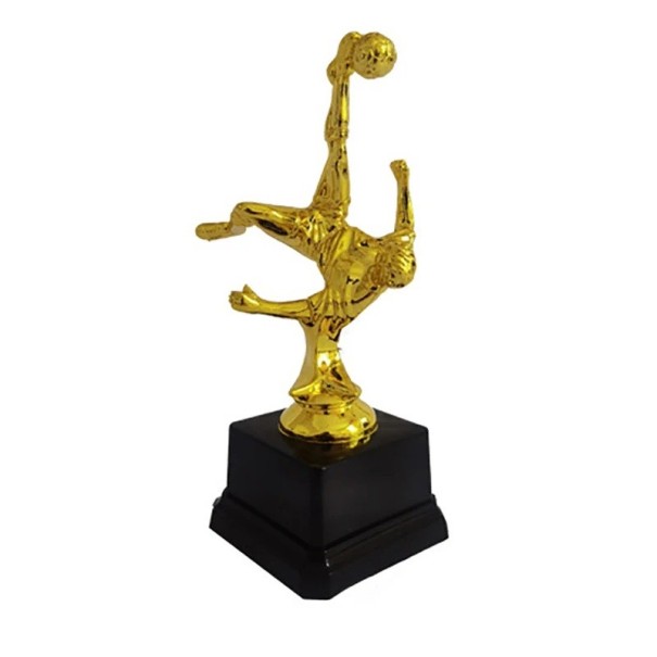 Troféu Futebolista com Bola em Cor Dourada 17,5 cm de Altura com Base Preta em Plástico para Competições de Futebol, Torneios Infantis, Acampamentos e Prémios 1